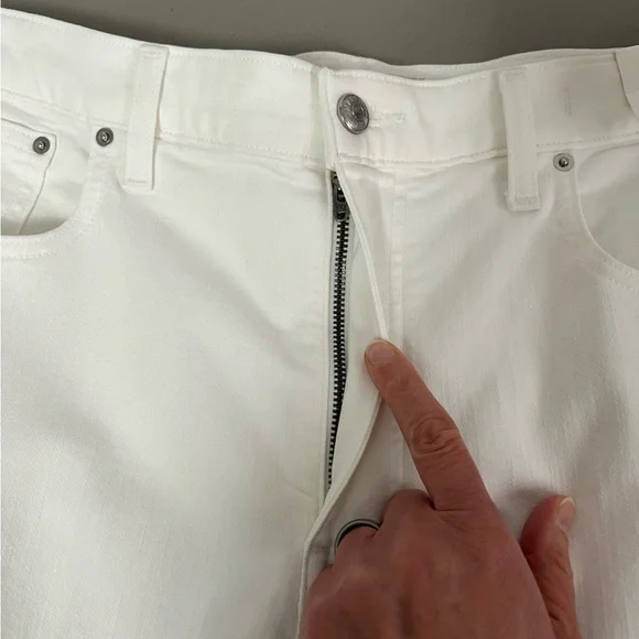 Madewell Flared Wide Leg Jeans NWT Size 32 Cream Off White Cropped Raw Hem - Picture 8 of 12